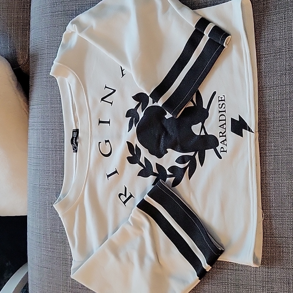 Crop three quarter sleeve Crewneck Sweater